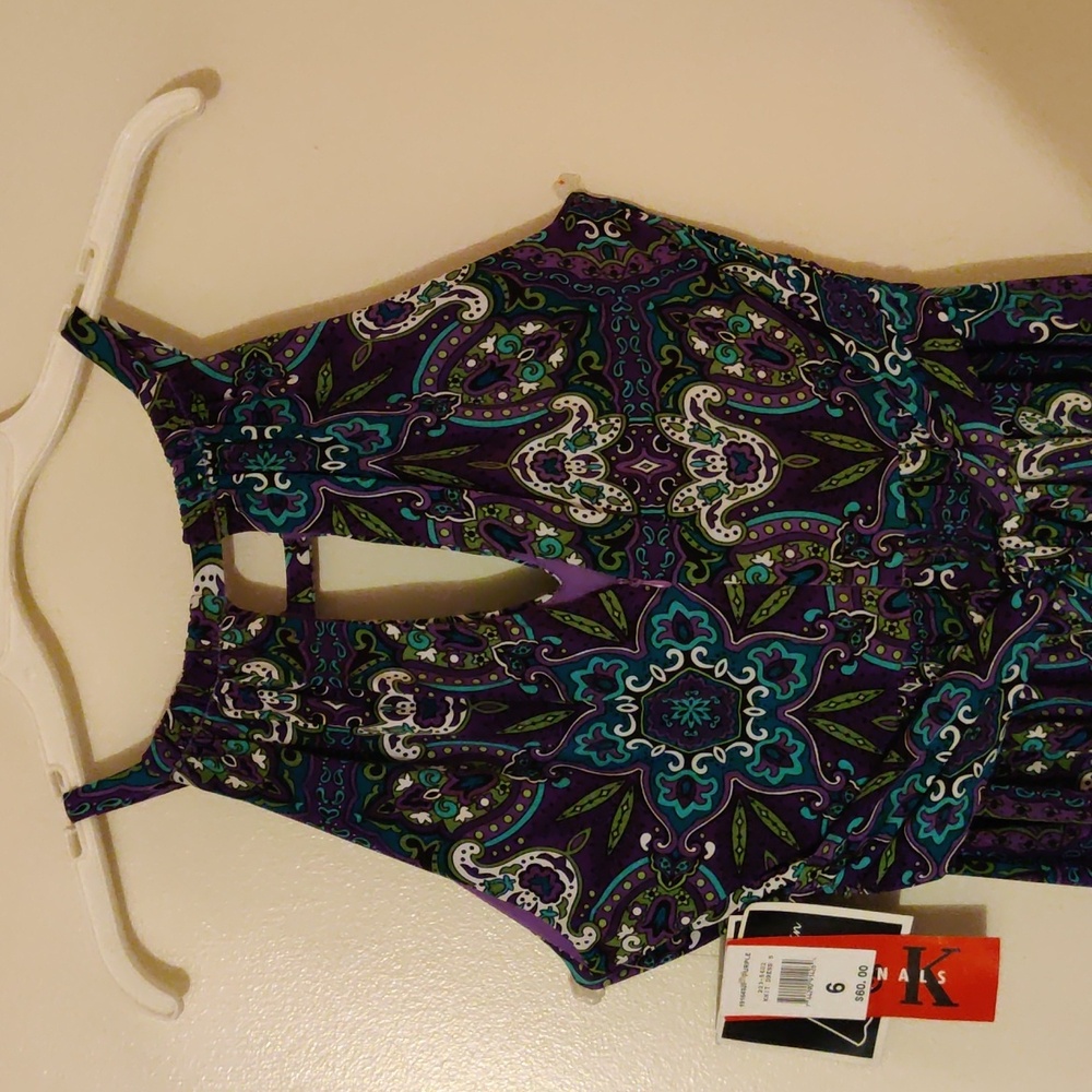 R & K Originals Purple floral sleeveless summer/party/office dress - Picture 4 of 7